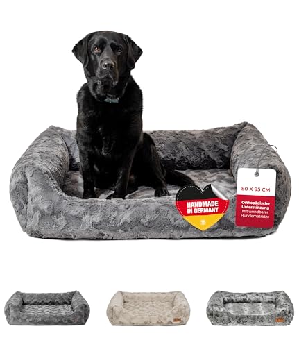 HS-Hundebett Made in Germany orthopädisches Kuschelbett Deluxe - Anthrazit 80 x 95 cm I waschbar bei 40° - L von HS-Hundebett