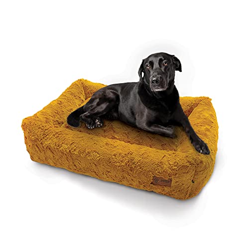 HS-Hundebett Made in Germany orthopädisches Kuschelbett Deluxe - Ocker 70 x 90 cm I waschbar bei 40° - M von HS-Hundebett