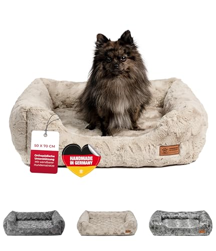 HS-Hundebett Made in Germany orthopädisches Kuschelbett Deluxe - Sand 50 x 70 cm I waschbar bei 40° - XS von HS-Hundebett