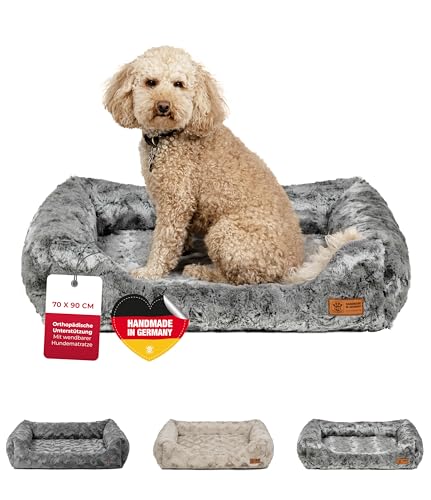 HS-Hundebett Made in Germany orthopädisches Kuschelbett Deluxe - Shadow 70 x 90 cm I waschbar bei 40° - M von HS-Hundebett