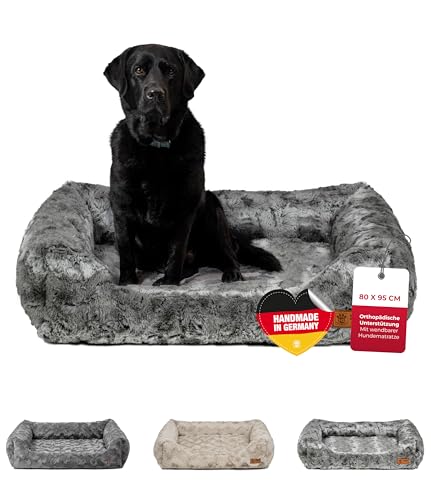 HS-Hundebett Made in Germany orthopädisches Kuschelbett Deluxe - Shadow 80 x 95 cm I waschbar bei 40° - L von HS-Hundebett