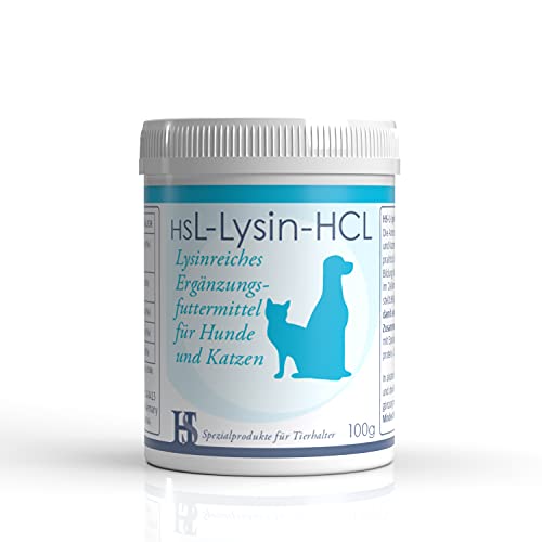 L-Lysin HCL 100g - Ergänzungsfuttermittel für Hunde & Katzen - Einsatz bei Haustieren mit geschwächtem Immunsystem - ohne Zusatz von Getreide! von HS Sikma