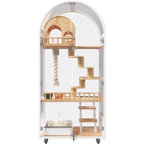 Gewölbte Katzenvilla, mehrstöckiges Katzenhaus mit Toilette und Universalrad, Panorama-Katzenwohnung aus Glas, luxuriöser großer Katzenraum Gewölbte Katzenvilla, mehrstöckiges Katzenhaus mit Toilette und Universalrad, Panorama-Katzenwohnung aus Glas, luxuriöser großer Katzenraum von HSHTTKL