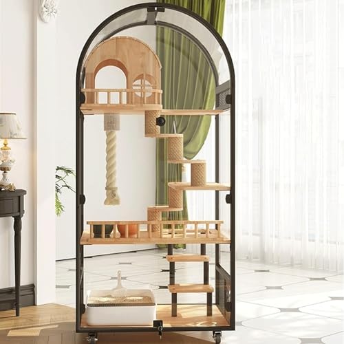 Gewölbte Katzenvilla, mehrstöckiges Katzenhaus mit Toilette und Universalrad, Panorama-Katzenwohnung aus Glas, luxuriöser großer Katzenraum Gewölbte Katzenvilla, mehrstöckiges Katzenhaus mit Toilette und Universalrad, Panorama-Katzenwohnung aus Glas, luxuriöser großer Katzenraum von HSHTTKL
