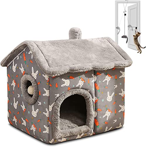 Haustierhäuser Doppelloch-Hundebett, tragbares Katzenbett mit abnehmbarem Kissen, waschbares Haustierbett, Dach, Reißverschlussentfernung unten, faltbar Neu Haustierhäuser Doppelloch-Hundebett, tragbares Katzenbett mit abnehmbarem Kissen, waschbares Haustierbett, Dach, Reißverschlussentfernung unten, faltbar Neu von HSHTTKL