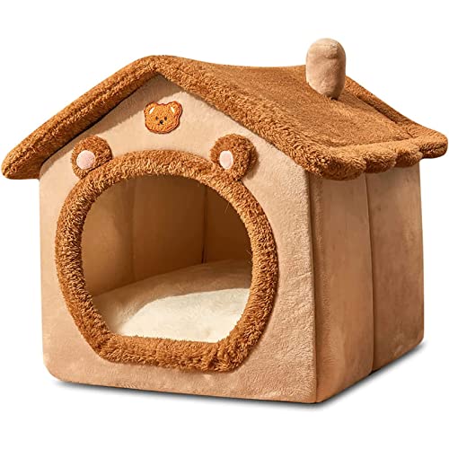 Haustierhäuser Luxuriöses Plüsch-Katzenbett, waschbares Hundebett, warmes und gemütliches Haustierbett, faltbares, bequemes Haustier-Katzenhaus, Hundebett mit abnehmbarem Kissen Neu von HSHTTKL