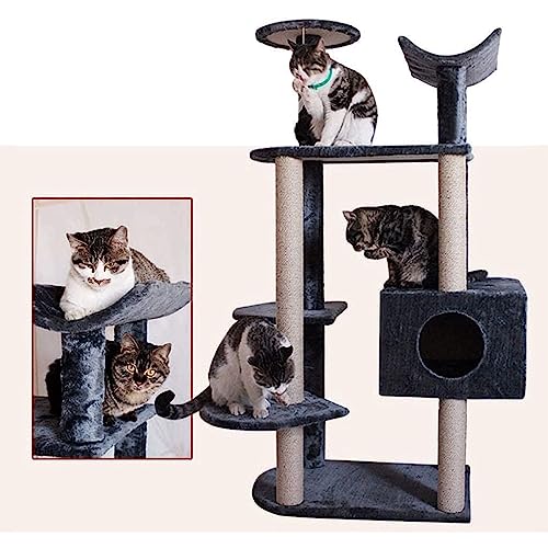 Katzenhäuser Luxuriöser Katzenturm mit baumelnden Plüschbällen, multifunktionaler Katzenbaum, ausgestattet mit Kratzbäumen und Plüsch Neu von HSHTTKL