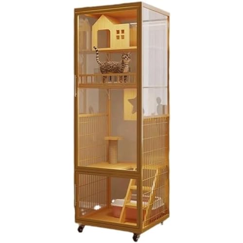 Katzenhaus aus gehärtetem Glas, mehrschichtiger Katzenschrank aus massivem Holz, Katzenkäfig mit Belüftungsgitter aus Eisen, große Haustiervilla Katzenhaus aus gehärtetem Glas, mehrschichtiger Katzenschrank aus massivem Holz, Katzenkäfig mit Belüftungsgitter aus Eisen, große Haustiervilla von HSHTTKL