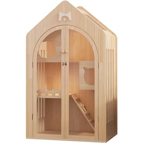 Katzenhaus aus massivem Holz, Katzenkäfig mit Universalrädern, transparenter Katzenschrank im Oberlicht-Design, große Katzenvilla für den Innenbereich Katzenhaus aus massivem Holz, Katzenkäfig mit Universalrädern, transparenter Katzenschrank im Oberlicht-Design, große Katzenvilla für den Innenbereich von HSHTTKL