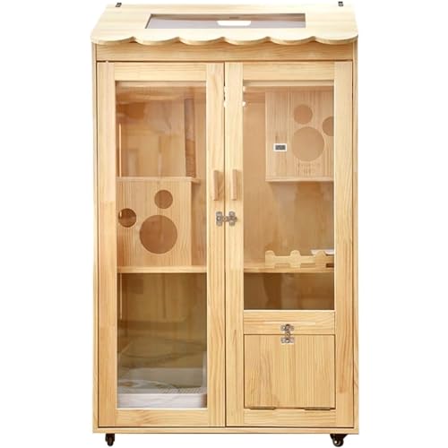 Katzenvilla aus Gummiholz, Katzenstreu-Katzenhaus mit Katzenkratzbaum, Katzenschrank mit Belüftungsdesign, Katzenwohnung für den Innenbereich Katzenvilla aus Gummiholz, Katzenstreu-Katzenhaus mit Katzenkratzbaum, Katzenschrank mit Belüftungsdesign, Katzenwohnung für den Innenbereich von HSHTTKL
