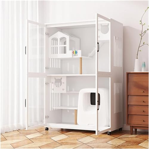 Katzenvilla aus massivem Holz, geschlossenes, abwischbares Katzenhaus, Katzenzimmer mit Universalrädern und Katzenkratzbaum, Katzenkäfig, Katzenwohnung Katzenvilla aus massivem Holz, geschlossenes, abwischbares Katzenhaus, Katzenzimmer mit Universalrädern und Katzenkratzbaum, Katzenkäfig, Katzenwohnung von HSHTTKL