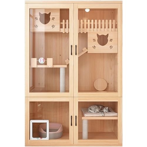 Lüftungsdesign-Katzenschrank, extra großes Katzenhaus, Katzenvilla aus massivem Holz, Katzenkäfig, Katzenwohnung für Innen- und Außenkatzen Lüftungsdesign-Katzenschrank, extra großes Katzenhaus, Katzenvilla aus massivem Holz, Katzenkäfig, Katzenwohnung für Innen- und Außenkatzen von HSHTTKL