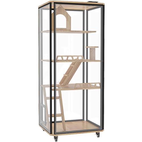 Panorama-Katzenkäfig aus Glas, Katzenhaus aus Holz mit Rädern, Katzenschrank mit vierseitigem 3D-Belüftungsdesign, luxuriöse große Katzenvilla Panorama-Katzenkäfig aus Glas, Katzenhaus aus Holz mit Rädern, Katzenschrank mit vierseitigem 3D-Belüftungsdesign, luxuriöse große Katzenvilla von HSHTTKL