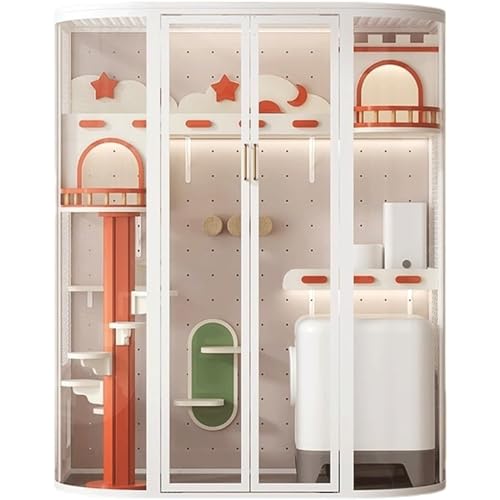 Panorama-Katzenvilla aus Glas, Katzenzimmer mit LED-Licht und Umluftventilator, Katzenhaus mit Metallrahmen, große Luxus-Katzenwohnung für den Innenbereich Panorama-Katzenvilla aus Glas, Katzenzimmer mit LED-Licht und Umluftventilator, Katzenhaus mit Metallrahmen, große Luxus-Katzenwohnung für den Innenbereich von HSHTTKL