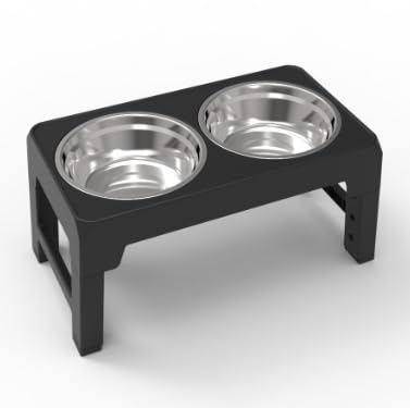 Erhöhter Hundenapf, höhenverstellbar, erhöhte Hundenäpfe mit 2X 1200ml Edelstahlnäpfen, für kleine, mittlere und große Hunde, rutschfest und auslaufsicher von HSHa