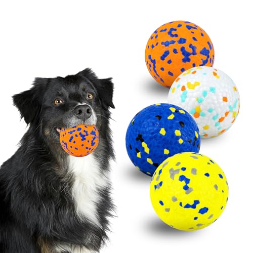 HSIGIO Hundebälle, unzerstörbar, schwimmend auf Wasser, Apportieren, federndes Kauspielzeug für aggressive Kauer zum Zahnen, Gummispielzeug, Tennisball für große, mittelgroße und kleine Hunde und von HSIGIO