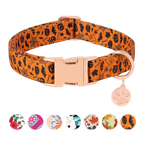 HSIGIO Hundehalsband aus weicher Baumwolle, verstellbares Hundehalsband mit Metallschnalle, Halloween mit Anhänger, für Mädchen, Jungen, Hundehalsbänder, Geschenk für kleine, mittelgroße und große HSIGIO Hundehalsband aus weicher Baumwolle, verstellbares Hundehalsband mit Metallschnalle, Halloween mit Anhänger, für Mädchen, Jungen, Hundehalsbänder, Geschenk für kleine, mittelgroße und große von HSIGIO