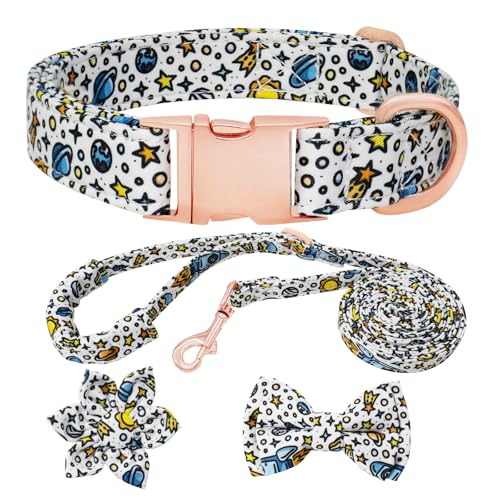 HSIGIO Hundehalsband und Leine, verstellbar, mit floraler Fliege für kleine, mittelgroße und große Hündinnen, Sonnensystem, L HSIGIO Hundehalsband und Leine, verstellbar, mit floraler Fliege für kleine, mittelgroße und große Hündinnen, Sonnensystem, L von HSIGIO