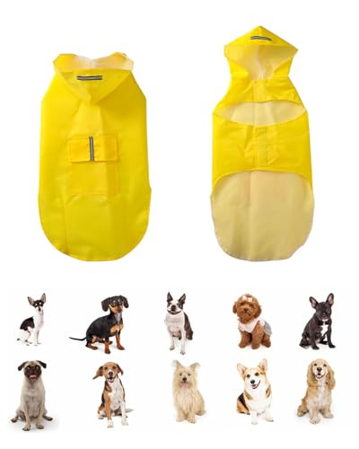 HSIXHAF Regenjacke Haustier Regenmantel mit Kapuze, Einstellbare Hunderegenmantel, Hundemantel Wasserdicht, Reflektierend Regencape, Regenjacken für Klein Hunde,Teddy, Dackel, S, Gelb HSIXHAF Regenjacke Haustier Regenmantel mit Kapuze, Einstellbare Hunderegenmantel, Hundemantel Wasserdicht, Reflektierend Regencape, Regenjacken für Klein Hunde,Teddy, Dackel, S, Gelb von HSIXHAF