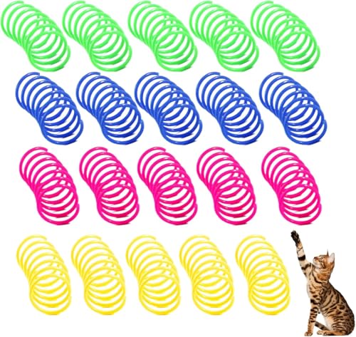 HSLPSM 20 Stück Katzenspielzeug Spirale, Katzen Frühlingsspielzeug Zur Selbstbeschäftigung, Katze Spielzeug, Buntes Kreatives Spirale Katzenspielzeug, Neuheit Haustiere Spielzeug von HSLPSM
