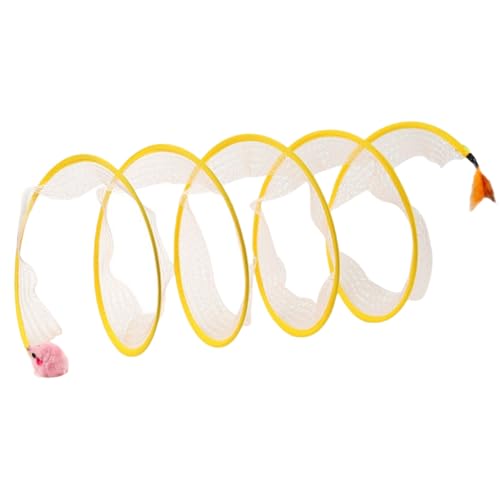 HSTWODE 1 Stück Katzentunnel Katzenspielzeug Tunnel Spieltunnel Folded S Katzen Tunnel Spielzeug Cat Tunnel Spiral Mit Federspielzeug und Spielzeugmäuse für Alle Katzen Kaninchen Welpen (Rattenmodell) von HSTWODE