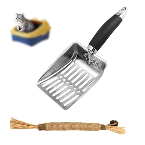 HSUYUN Katzenschaufel für Katzenklo, 26 cm Katzenstreuschaufel Metall, Edelstahl Schaufel für Katzentoilette, Schaufel Katzenstreu mit Griff, für Katzenstreu, Muscheln, Sand von HSUYUN