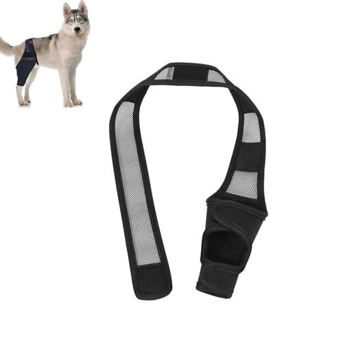 HSUYUN XL Leckschutz Hund Hinterbein, Verstellbar Leckschutz Hinterbein Hund, Schwarz Hunde Kniebandage Hinterbein, für Unterstützung und Schutz der Vorder- und Hinterbeine von Hunden von HSUYUN