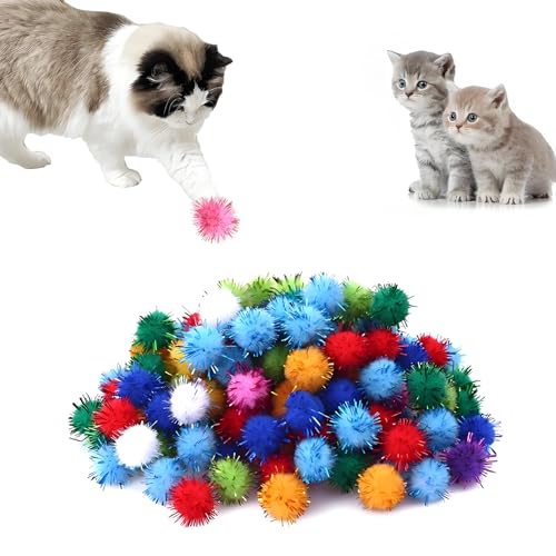 HSYTEK 100 Stück Filzkugeln Bunt, Filzbälle für Katzen, Pompons zum Basteln, 3 cm Spielbälle für Katzen, Flauschigen Plüsch Bälle, Bunte Bommeln mit Lametta-Flaum für Kunsthandwerk (Farbmischung 1) HSYTEK 100 Stück Filzkugeln Bunt, Filzbälle für Katzen, Pompons zum Basteln, 3 cm Spielbälle für Katzen, Flauschigen Plüsch Bälle, Bunte Bommeln mit Lametta-Flaum für Kunsthandwerk (Farbmischung 1) von HSYTEK