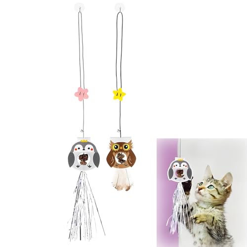 HSYTEK 2 Stück Katzenspielzeug Selbstbeschäftigung Hängende Türrahmen, Kleiner Pinguin-Stil Interaktives, Katzen Spielzeug, Katzenspielzeug Interaktiv, Cat Toys für Katzenauslauf und Gegen Langeweile von HSYTEK