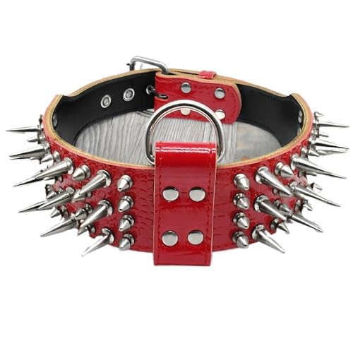 2 Zoll breite, Coole, scharfe, mit Nieten besetzte Hundehalsbänder aus Leder for mittelgroße und große Hunde, Pitbull, Bulldogge, Rottweiler, Schäferhund, M-XL(1,4) von HTBCPNF