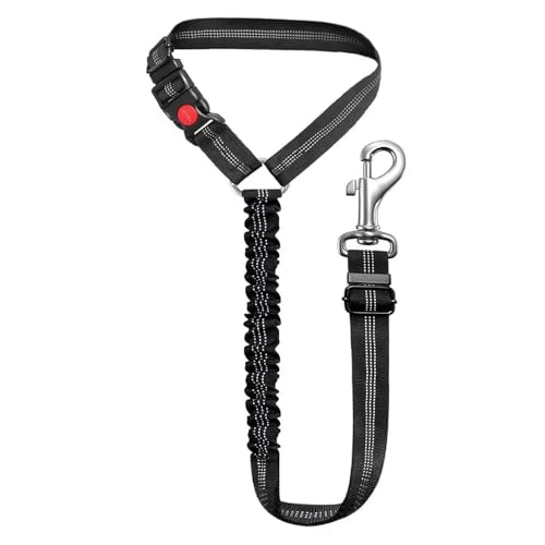 2-in-1-Kopfstützen-Rückhaltesystem for Hunde im Auto, verstellbar, reflektierend, Sicherheitsgurt-Clip, Schnalle, Haltegurt for Welpen und große Hunde(Black (no Clip)) von HTBCPNF