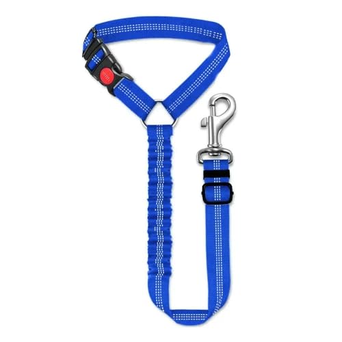2-in-1-Kopfstützen-Rückhaltesystem for Hunde im Auto, verstellbar, reflektierend, Sicherheitsgurt-Clip, Schnalle, Haltegurt for Welpen und große Hunde breites hundehalsband(Blue (no Clip)) von HTBCPNF
