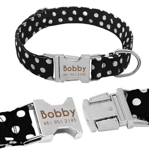 Personalisiertes Hundehalsband, personalisierte Anti-Verlust-Namensschilder aus Nylon for Haustiere, kostenlose Gravur for kleine, mittelgroße und große Hunde(2,1) von HTBCPNF