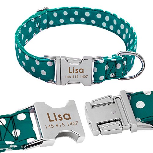 Personalisiertes Hundehalsband, personalisierte Anti-Verlust-Namensschilder aus Nylon for Haustiere, kostenlose Gravur for kleine, mittelgroße und große Hunde breites hundehalsband(3,4) von HTBCPNF