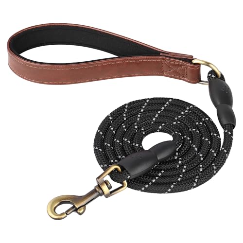 Personalisiertes Hundehalsband-Leinen-Set, Hundehalsbänder mit Hundemarke aus PU-Leder, kostenloses graviertes Namensschild, for kleine, mittelgroße und große Hunde(Brown Leash,ML) von HTBCPNF
