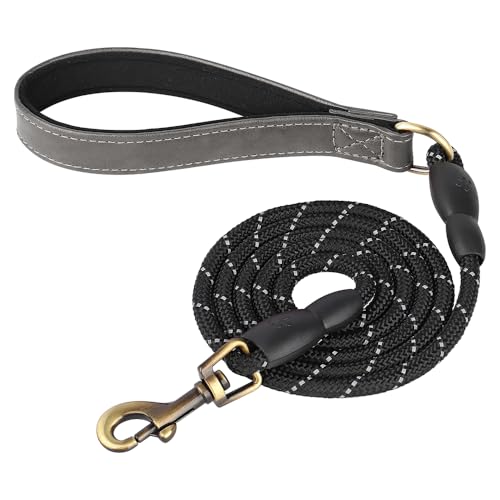 Personalisiertes Hundehalsband-Leinen-Set, Hundehalsbänder mit Hundemarke aus PU-Leder, kostenloses graviertes Namensschild, for kleine, mittelgroße und große Hunde(Gray Leash,S) von HTBCPNF