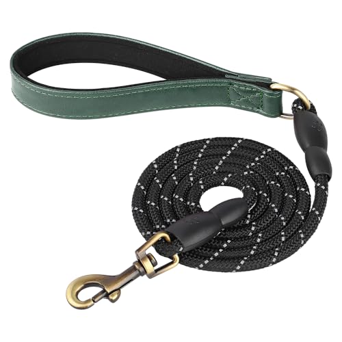Personalisiertes Hundehalsband-Leinen-Set, Hundehalsbänder mit Hundemarke aus PU-Leder, kostenloses graviertes Namensschild, for kleine, mittelgroße und große Hunde(Green Leash,M) von HTBCPNF