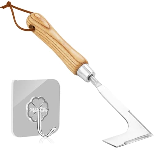 HTRTRR Bügelhaken Unkrautkratzer, Edelstahl, Rundholzgriff, Präzises Entfernen von Unkraut, Ideal für Fugen und Ritzen HTRTRR Bügelhaken Unkrautkratzer, Edelstahl, Rundholzgriff, Präzises Entfernen von Unkraut, Ideal für Fugen und Ritzen von HTRTRR