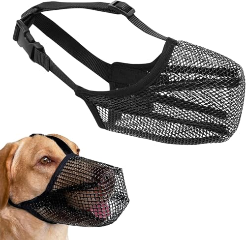HTRTRR Maulkorb für Hunde,Maulkörbe für Hunde mit Mesh, Anwendbar auf Für Kleine, Mittelgroße, Verhindert Das Beißen, Kauen Und Bellen (Schwarz, M) von HTRTRR