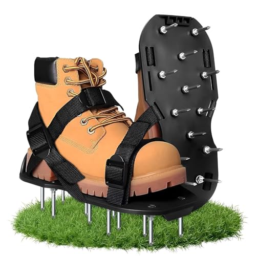 HTRTRR Rasenlüfterschuhe, Gartenlüfter, Rasenbelüftungsschuhe, manuelle Rasenlüfter mit Spikes mit verstellbaren Riemen für die Verwendung zur effektiven Bodenbelüftung HTRTRR Rasenlüfterschuhe, Gartenlüfter, Rasenbelüftungsschuhe, manuelle Rasenlüfter mit Spikes mit verstellbaren Riemen für die Verwendung zur effektiven Bodenbelüftung von HTRTRR
