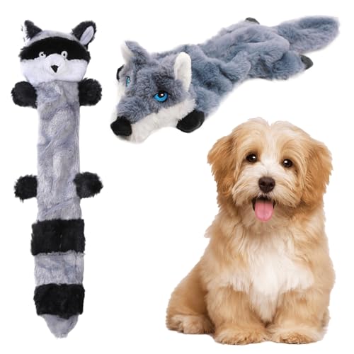 HTTDSLF 2Stück Hundespielzeug, Welpenspielzeug Hundekuscheltier, Plüschspielzeug, Quietschendes Hundespielzeug, Sicher Kauspielzeug für Kleine Mittel Hunde, 45CM, Keine Füllung für das Spielen im Haus von HTTDSLF