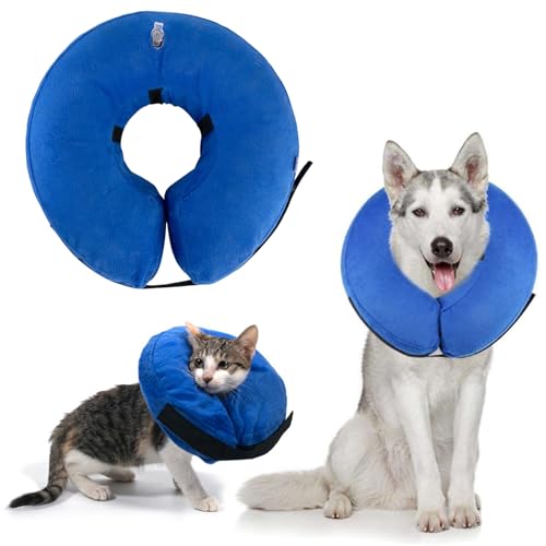 HTTDSLF Halskrause Hund Hundekragen, Schutzkragen Hund, Hundekragen Leckschutz, Aufblasbare Halskrause Hund, Halskrause Katze Leckschutz Hund, Aufblasbare Halskrause für Hunde (Blau, M) HTTDSLF Halskrause Hund Hundekragen, Schutzkragen Hund, Hundekragen Leckschutz, Aufblasbare Halskrause Hund, Halskrause Katze Leckschutz Hund, Aufblasbare Halskrause für Hunde (Blau, M) von HTTDSLF