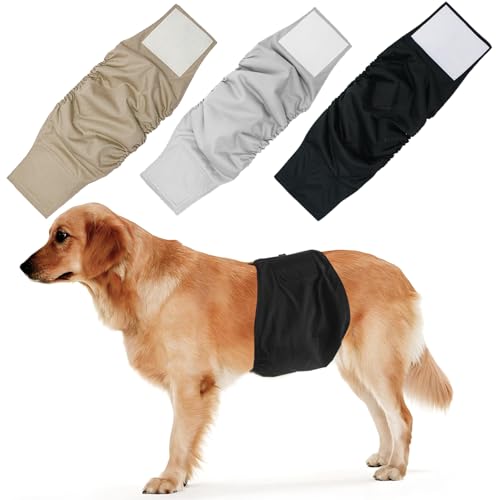 HTTDSLF Wiederverwendbare Hundewindeln für Rüden, 3 Stück waschbare Rüdenwindel für Inkontinenz Hund, Rüdenbinde Hund Bauchband hoch saugfähige mit Flexiblem Befestigungsmittel HTTDSLF Wiederverwendbare Hundewindeln für Rüden, 3 Stück waschbare Rüdenwindel für Inkontinenz Hund, Rüdenbinde Hund Bauchband hoch saugfähige mit Flexiblem Befestigungsmittel von HTTDSLF