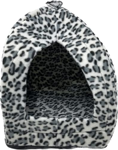 HTUK Tragbares, faltbares Katzenbett für Hunde, Reise, Haustierbett, warmes Höhlen-Fleece, gepolstert, Iglu-Haustierbett, Haus, weich, luxuriös, waschbar, Welpen oder Katzen, Kätzchen (grau) von HTUK