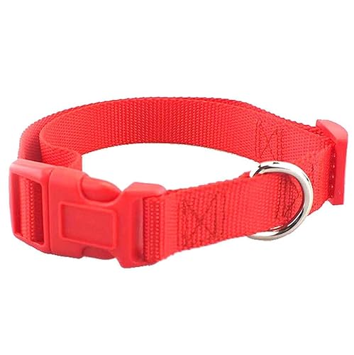 Verstellbares Hundehalsband, langlebig, stark, verstellbar, bequem, Welpenhalsband, Nylon, verstellbare Halsbänder, kleine Größe, Umfang 16–26 cm, HTUK (rot) von HTUK
