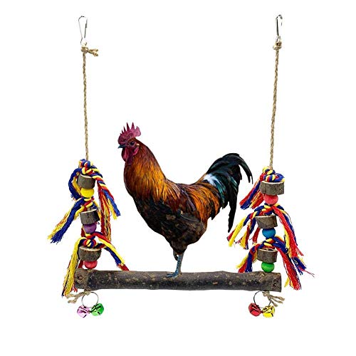 Vogel Barsch Stand Stick-Pet Chicken Swing Hängematte Spielzeug-Mit Baumwollseilglocke-Papagei Stand Holz Barsche Paw Schleifstock von HTYG