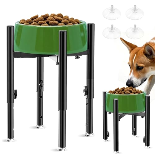 HTtoy Verstellbarer Hundenapf-Ständer, 4 Höheneinstellungen, für Futternäpfe 6-11 Zoll, Geeignet für große, Mittlere & Kleine Hunde, ideale erhöhte Futterstation. (Einzelne) von HTtoy