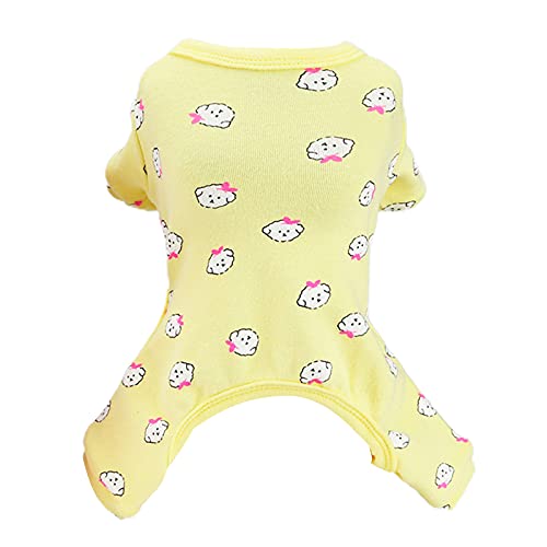 HUAJIA Pet Home Apparel Schlafanzug für kleine Hunde, bequem, eng anliegend, Größe M, Gelb von HUAJIA