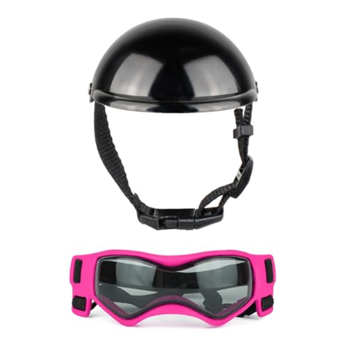 HUAJINGKEJI Hundehelm mit Ohrloch, Haustierhelm und Brille, Set mit verstellbarem Riemen, Hundewelpenkopf für Fahrrad HUAJINGKEJI Hundehelm mit Ohrloch, Haustierhelm und Brille, Set mit verstellbarem Riemen, Hundewelpenkopf für Fahrrad von HUAJINGKEJI