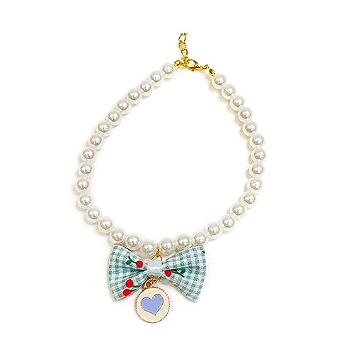 HUAJINGKEJI Modisches Katzenhalsband mit Schleife, Dekoration, Haustier-Perlen-Halskette, Welpen, Kätzchen, Zubehör, verstellbare Haustierhalsbänder HUAJINGKEJI Modisches Katzenhalsband mit Schleife, Dekoration, Haustier-Perlen-Halskette, Welpen, Kätzchen, Zubehör, verstellbare Haustierhalsbänder von HUAJINGKEJI